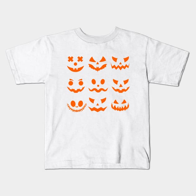 Halloween pumpkin scary face Kids T-Shirt by PARABDI